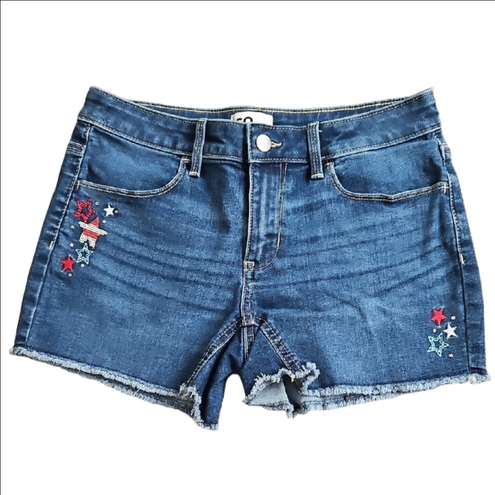 SO Blue Jean Shorts with Floral Embroidery.  Size 14